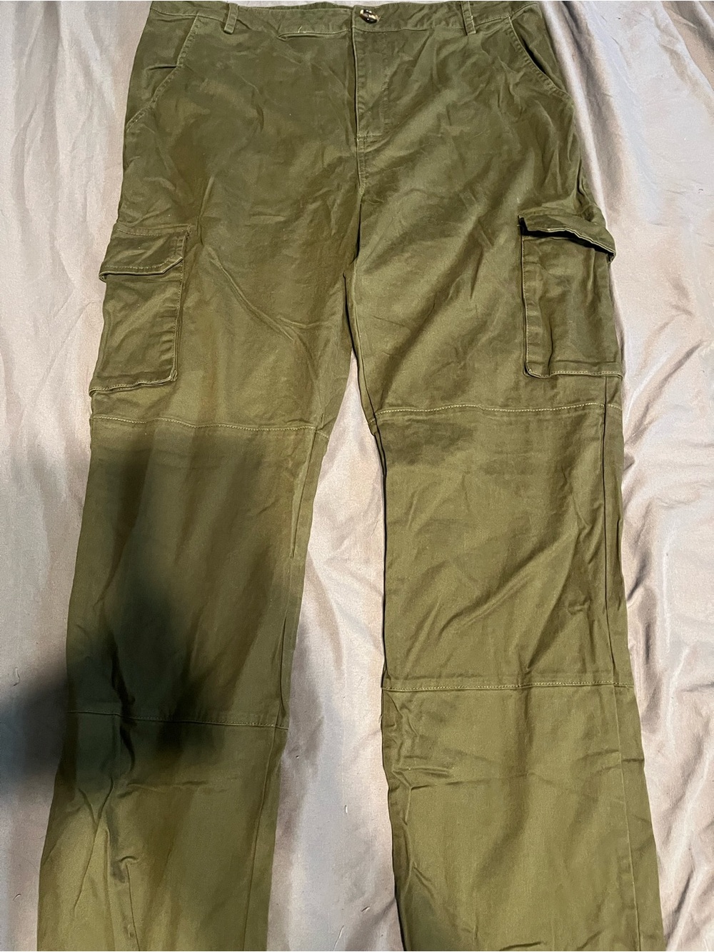 Straight Leg Cargo Pants in Olive Green - Women's Utility Style